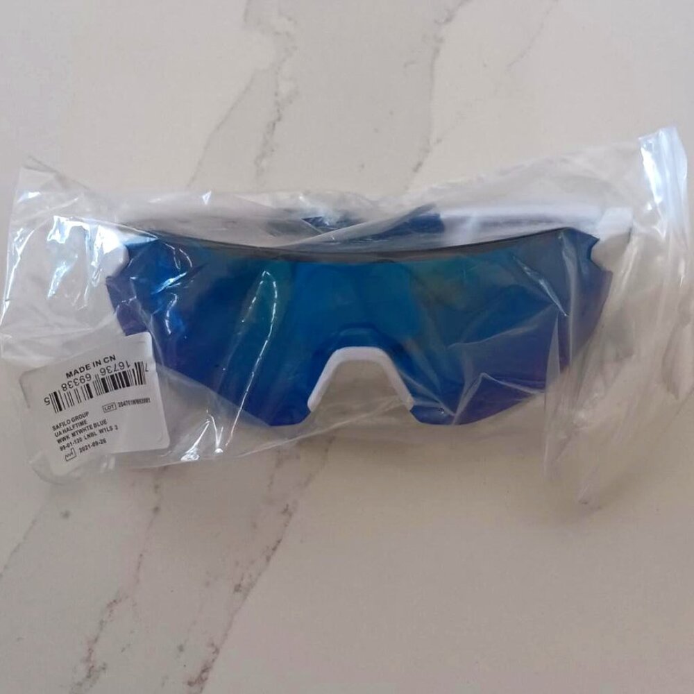 UNDER ARMOUR Sunglasses HALFTIME WWK White Frame Blue TUNED Lens with Case NEW